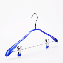 Manufactory direct non slip PVC coated metal pants trouser hanger with clips for clothing